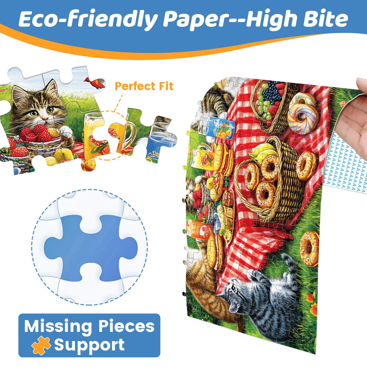 500 Piece Puzzles for Adults, Cat Family Dinner Large Piece Jigsaw Puzzle for Adults Kids Seniors,Recycled Cardboard Puzzle 500 Piece,Family Activity Great Gift for Family Friends 20.5 * 15 in MJYPHDM