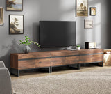 WAMPAT 3 in 1 Modern TV Stand for TVs up to 110 inch, Wood Entertainment Center TV Console with Storage Cabinets and Metal Base, Media Console for Living Room,Brown WAMPAT