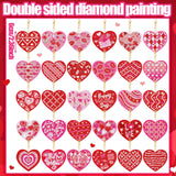 WILLBOND 30 Pcs Double Sided Diamond Art Keychain Ornaments DIY Diamond Painting Keychain Kits for Adults Key Ring Art Pendant Decor (Pink Heart) WILLBOND