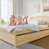 TOLEAD Daybed with Trundle, Twin Size Pull Out Bed, Solid Wood Extendable Day Bed with Trundle, Include Slat Support (Natural, Trundle) TOLEAD