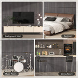 TONOR 4PCS Wood Slat Panels, 48” x 24”Adhesive Acoustic Panels for Wall, Decorative 3D Fluted Panels for Sound Absorbing, Soundproof Panels with Wood Finish for Living Room, Ebony Wood Black TONOR