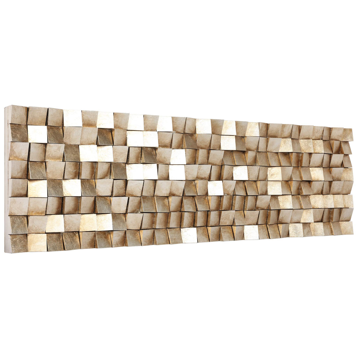 Empire Art Direct Textured II Rugged Blocks with Gold Leaf, 3D Wood Wall Art, Ready to Hang, 72" x 22", Living Room,Bedroom Empire Art Direct