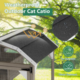 PetsCosset 71" Cat House Outdoor Catio Cat Enclosures, Indoor Kitty Cage Condo Attachable Window with 3 Platforms Waterproof Roof and Resting Box for Patio PetsCosset