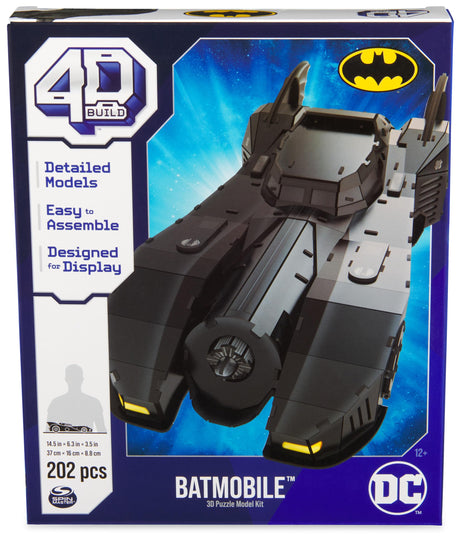 4D Build, DC Batman Retro Batmobile 3D Puzzle Model Kit with Stand 202 Pcs, Batman Toys Desk Décor, Building Toys, 3D Puzzles for Adults & Teens 12+ 4D Build