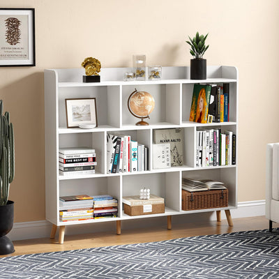 MXV 10 Cube Open Bookcase Bookshelf, Cube Storage Organizer, Wood Display Bookshelf, Storage Shelves, Free Standing Cube Bookcase for Living Room, Bedroom, White2