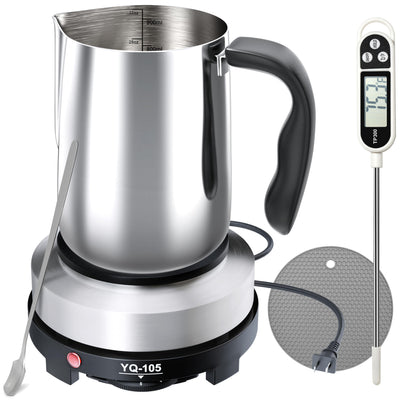 CasaCulina 2024 New Candle Making Kit with Hot Plate, Candle Making Supplies with Wax Melting Pot, Stirring Spoon, Anti-Scalding Pad, Thermometer for Adults Beginners, Candle Making Pouring Pot