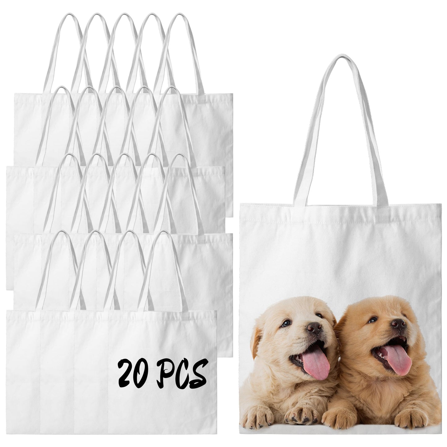 Joyclub 20 Pack Sublimation Tote Bags Blanks Polyester Canvas Tote Bags Reusable Grocery Bags to Decorate Painting Crafting Sublimation DIY For Gift