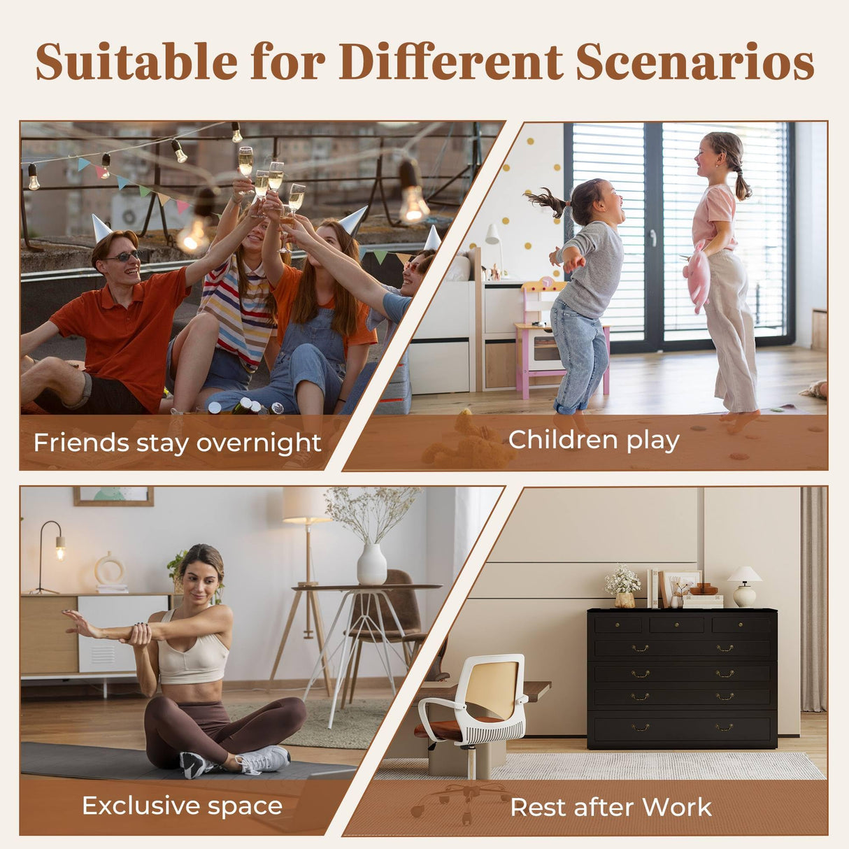 Tafeumob Murphy Bed Queen Size: Wood Murphy Bed Cabinet with Drawer Space-Saving with Golden Handle & Charging Station for Bedroom, Multipurpose Area, Guest Room, Apartment Black (Without Mattress) Tafeumob