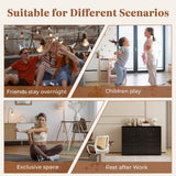 Tafeumob Murphy Bed Queen Size: Wood Murphy Bed Cabinet with Drawer Space-Saving with Golden Handle & Charging Station for Bedroom, Multipurpose Area, Guest Room, Apartment Black (Without Mattress) Tafeumob