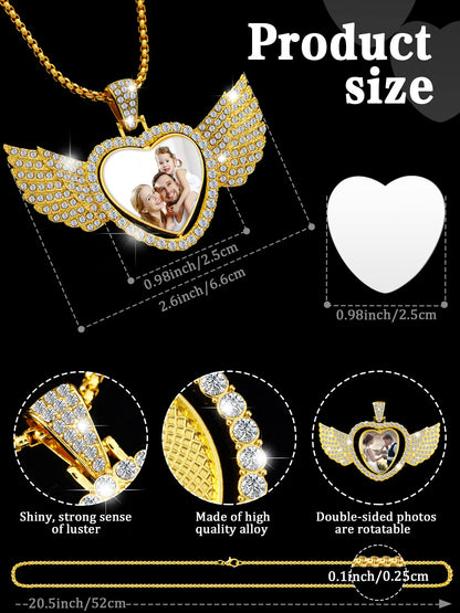 Junkin 24 Pcs Sublimation Rhinestone Trays Pendant Set, Including 6 Double Sided Blank Rhinestone Bezel Trays, 6 Pcs Thick Chains with 12 Sublimation Discs for Making (Gold, White, Rose Gold)