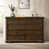 Roundhill Furniture Maderne Traditional Wood 9-Drawer Dresser, Antique Walnut Roundhill Furniture
