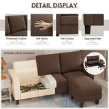 YESHOMY Convertible Sectional 3 L-Shaped Couch Soft Seat with Modern Linen Fabric, Small Space Sofas for Living Room, Apartment and Office, 70'', Brown YESHOMY