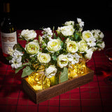 DUOER 3 Pcs Mason Jar Centerpiece Table Decorations for Dining Farmhouse Coffee Table Decor with Wood Tray and Led Light Table Centerpieces for Dining room Kitchen Living Bathroom,Green DUOER