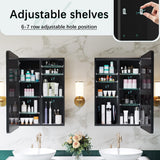 Recessed Medicine Cabinets for Bathroom with Mirror: 20x30 Wall Mount Mirrored Vanity Chest - 20 x 30 inch Large Storage Cabinet with Adjustable Shelves - Matte Black Frame GoTiling