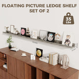 Axeman 72 Inch Floating Shelves for Wall | Picture Ledge Shelf Set of 2 | Rustic Grey Picture Shelf for Wall with Ledge | Long Floating Shelves with Lip | Photo Ledge Shelves for Books Album Records Axeman