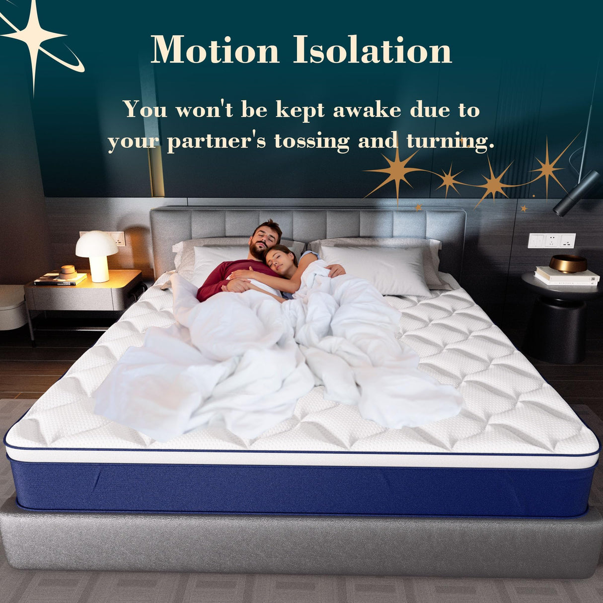 Queen Mattress - 12 inches Gel Memory Foam in a Box, Queen Size Mattress with Pocket Springs, Medium Soft, Pressure Relief & Motion Isolation, 100 Nights Trial, 60 * 80 Inch. Kesyup