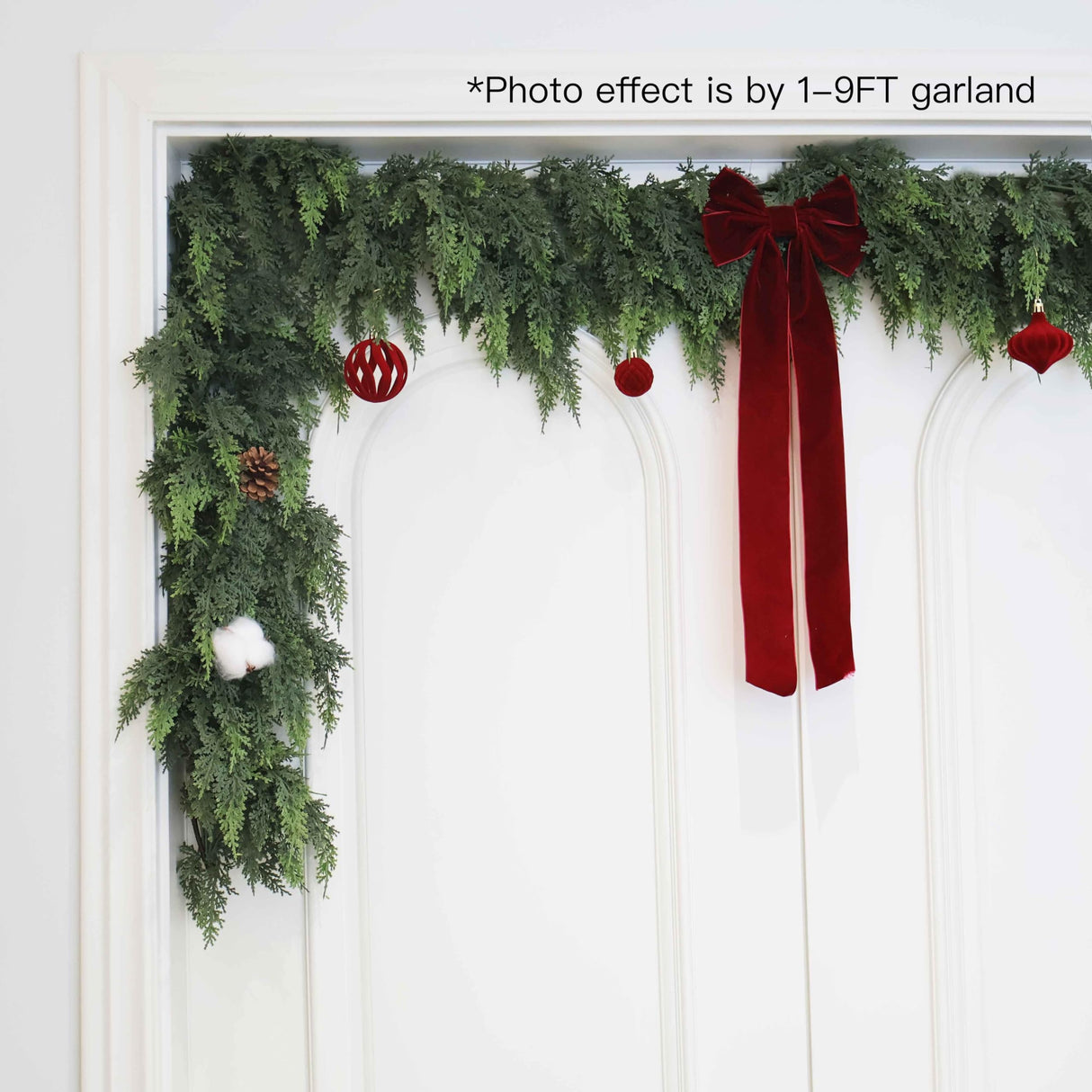 9FT Christmas Cedar Garland Artificial Real Touch Thickness Realistic Greenery Pine Garland for Mantle Fireplace Outdoor Indoor Christmas Decorations Senjie