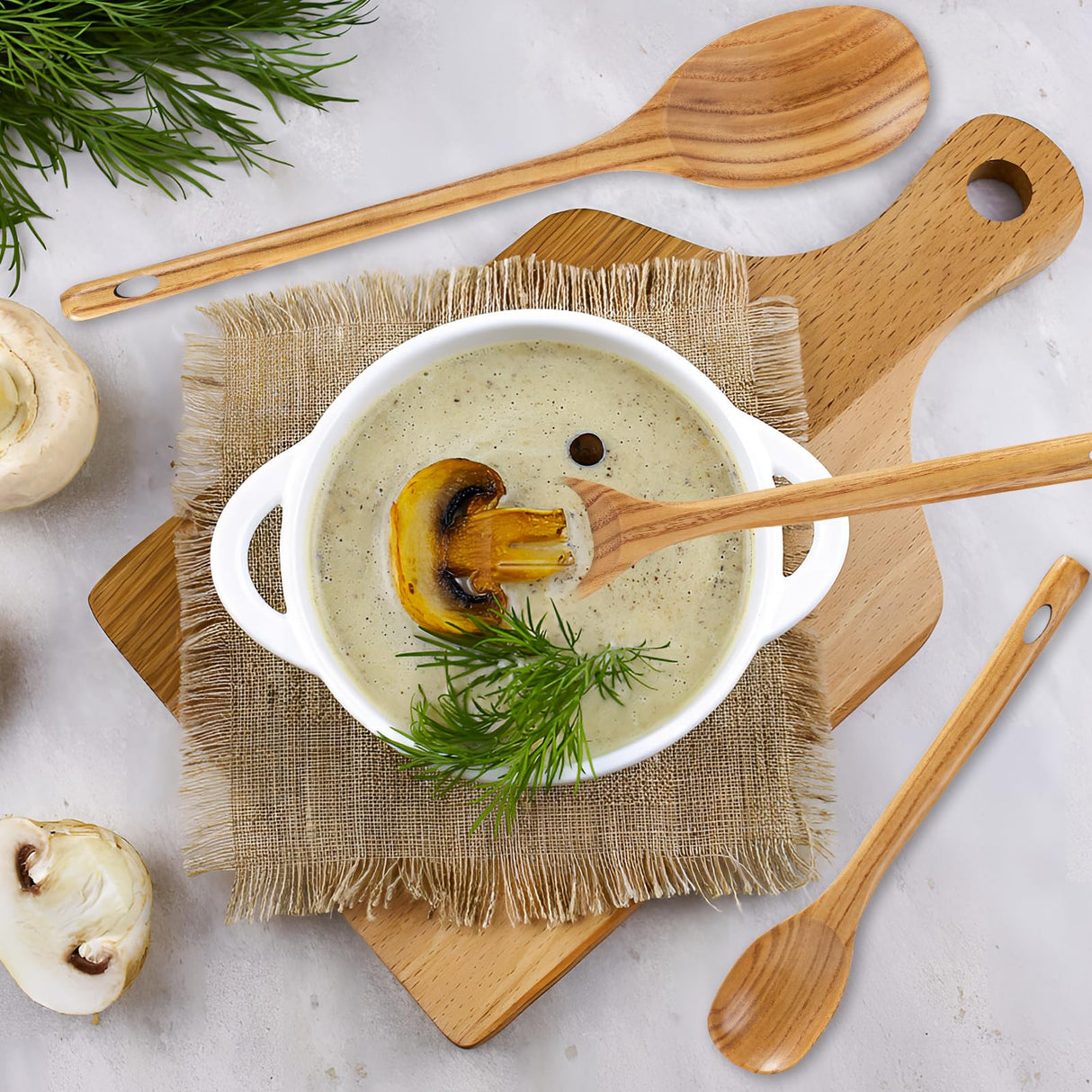 FJNATINH 3PCS Wooden Spoons, Long Handle Wooden Cooking Spoon Nonstick Kitchen Mixing Spoon Serving Spoon| 14-Inch, 12-Inch, 10-Inch | Kitchen Utensil Set Housewarming Gifts FJNATINH