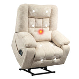 SINCRUMI 4-Motor Power Lift Chairs for Elderly with Heat & Massage, Infinite Position Adjustable Headrest, Lumbar and Footrest, Wide Seat Lay Flat Recliner with Hidden Cup Holders, Cream White SINCRUMI