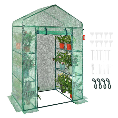VEVOR Walk-in Green House, 55.5 x 29.3 x 80.7 inch, Portable Greenhouse with Shelves, High Strength PE Cover with Roll-up Zipper Door and Steel Frame, Set Up in Minutes, for Planting and Storage VEVOR