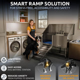 KANIS Professional Dog Washing Station - 304 Stainless Steel Pet Wash Sink & Grooming Bathtub w/Shower, Floor Grates and Storage for Large, Medium & Small Pets (50", Shelf - Left Ramp) KANIS