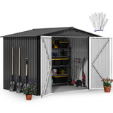 DWVO 8'x6' Large Metal Outdoor Storage Shed, Heavy Duty Tool Storage Sheds for Backyard Patio Lawn - Ideal for Bicycles, Garden Tools, and Lawn Equipment, Easy-to-Assemble, Dark Gray DWVO
