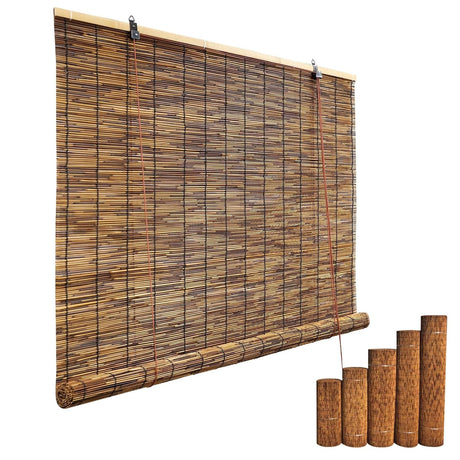 Bamboo Shades for Patio, Bamboo Window Blinds 11" 26" 31" 36" 42" 48" 53" 59" 64" 69" Bamboo Roll Up Blind for Balconies Laundry Kitchen Apartment Cordless, Cocoa(Size:31 in Width x 72 in High) Generic