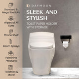 Day Moon™ Matte Black Toilet Paper Holder with Shelf, Wipe Holder for Bathroom Flushable Wipes Dispenser Toilet Paper and Wipes Holder Toilet Paper Holder with Storage, Toilet Paper Holder Wall Mount Day Moon Designs