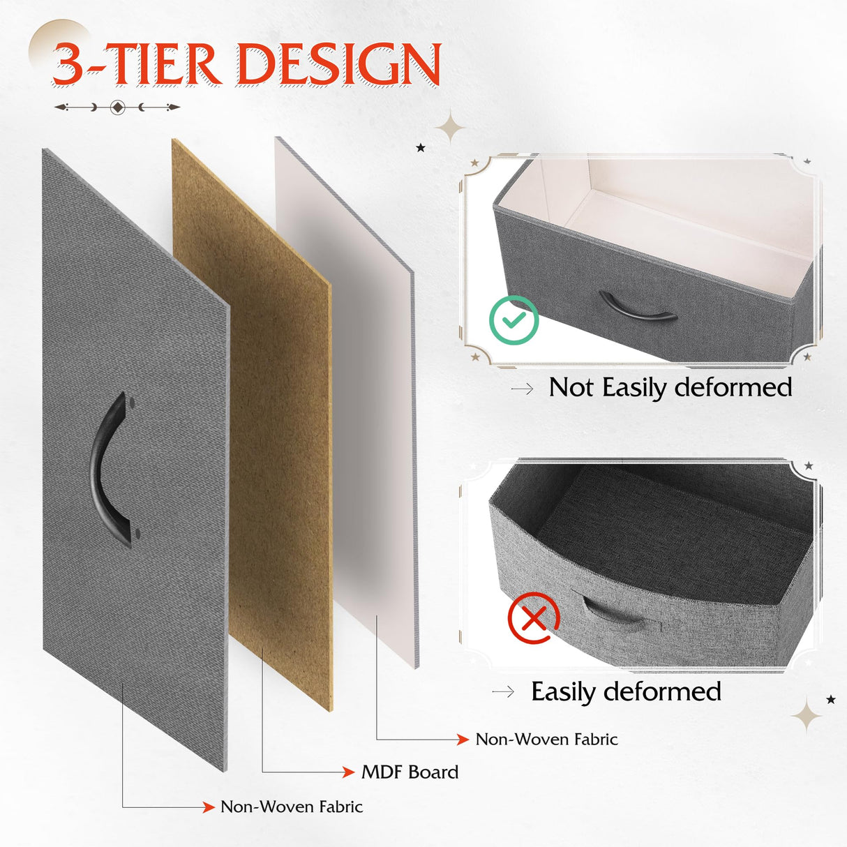 WLIVE Fabric Dresser for Bedroom, 6 Drawer Double Dresser, Storage Tower with Fabric Bins, Chest of Drawers for Closet, Living Room, Hallway, Dark Grey WLIVE