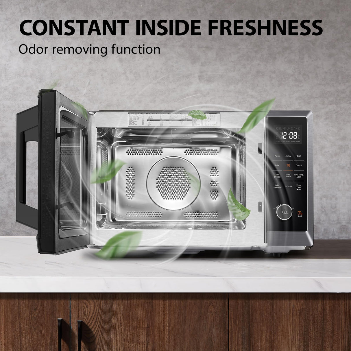 TOSHIBA Air Fryer Combo 8-in-1 Countertop Microwave Oven, with Convection, Broil, Odor Removal Mode, 12.4" Position Memory Turntable, Child-Lock, 1.0 Cu.ft, Black Stainless Steel, ML2-EC10SA(BS) TOSHIBA