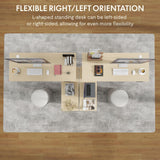 FLEXISPOT 63'' L Shaped Standing Desk with Drawers, Adjustable Height Desk with Shelves, Large Corner Stand Up Desk with Headphone Hooks for Home Office, Light Wood Grain Top+ White Frame FLEXISPOT