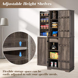 VanAcc 72" Tall Farmhouse Kitchen Pantry Cabinet with Door Organizer & Adjustable Shelves, Wooden Storage Cupboard with Drawer and Barn Doors for Kitchen, Dining Room, Living Room, Grey Oak VanAcc