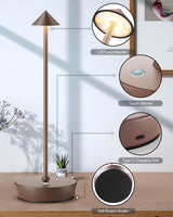 SHANGCAI Cordless Table Lamps Rechargeable, 6000mAh Battery Operated LED Desk Lamp Outdoor Waterproof Portable Touch Dimmable Table Night Light for Patio Restaurant Dining Home Rust SHANGCAI