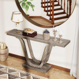 Tribesigns Farmhouse Console Table, 55.12" Wood Entryway Table, Narrow Hallway Table, Behind Couch Table Foyer Table with Double U-Shaped Legs for Entryway, Living Room, Corridor Tribesigns