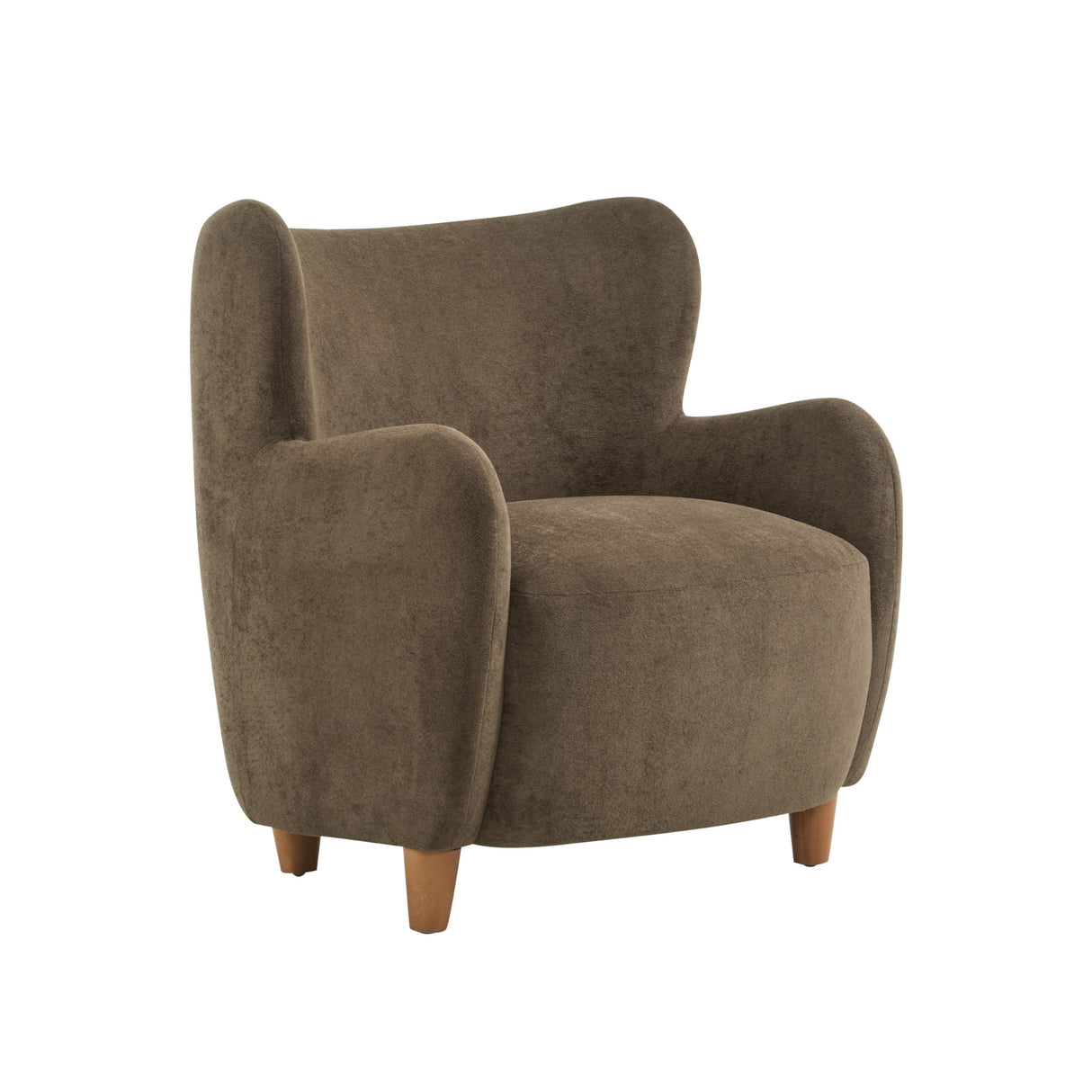 Christopher Knight Home Auden Wingback Accent Chair, Fabric Club Chair, Velvet Upholstered Armchair, Curved Backrest Single Sofa, Soft Cushion Seating, Reading Lounge Chair for Living Room, Brown Christopher Knight Home