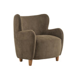 Christopher Knight Home Auden Wingback Accent Chair, Fabric Club Chair, Velvet Upholstered Armchair, Curved Backrest Single Sofa, Soft Cushion Seating, Reading Lounge Chair for Living Room, Brown Christopher Knight Home