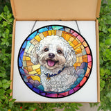 Custom Pet Portrait Stained Glass Suncatcher – Personalized Dog Memorial Ornament, Pet Loss Remembrance Gift, Window Hanging, Bereavement Keepsake, Home Decor Noni