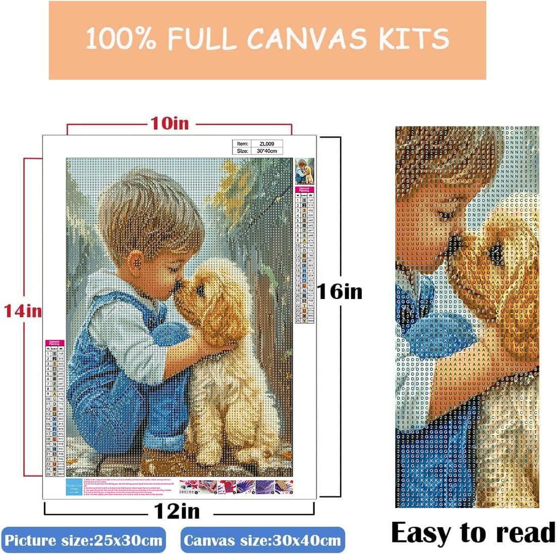 Dog Diamond Paintings Kits for Adults, Diamond Art with Dogs Full Drill Diamond Dots Paint with Diamonds Gem Arts and Crafts for Beginner Adults Home Wall Decor Generic