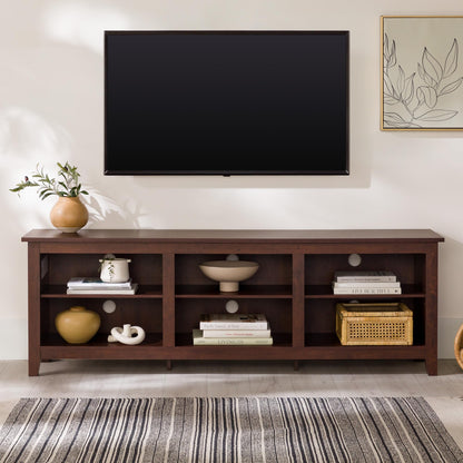 Walker Edison Wren Classic Brown TV Media Console Entertainment Center for 80 Inch Television with Storage Cubby, 70 Inch - WoodArtSupply