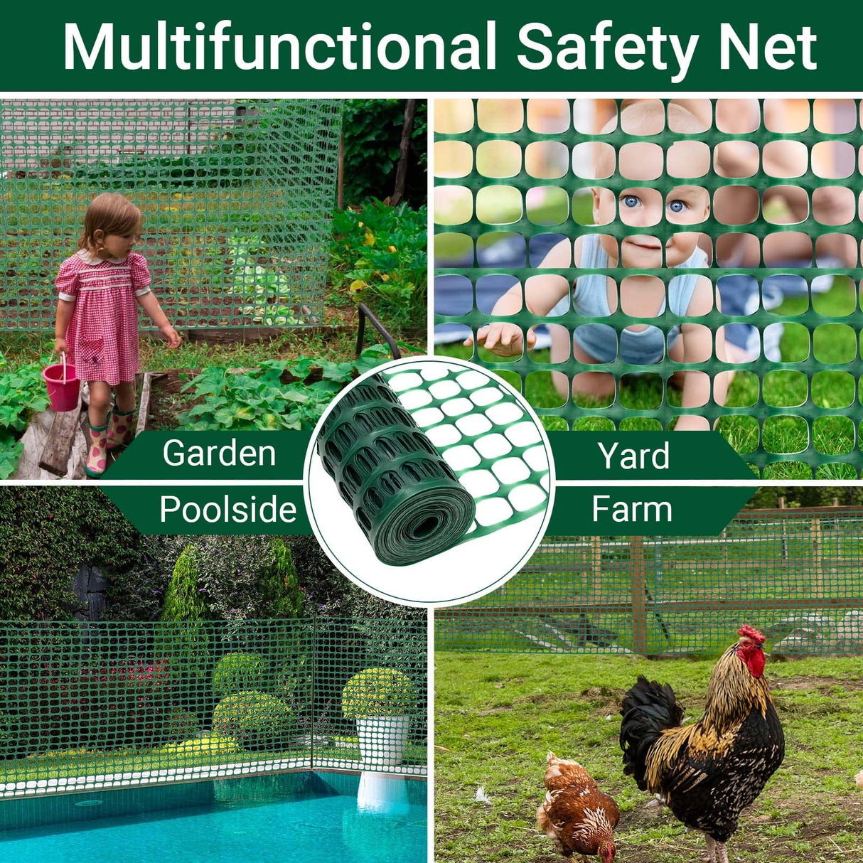DOEWORKS Safety Fence, 4 x 100 FT Green Plastic Mesh Fence Roll Barrier Netting for Construction Fencing Animal Fencing Garden Fencing and Event Fencing DOEWORKS