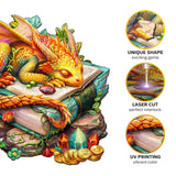 Jigfoxy Wooden Puzzle for Adults, Sleeping Dragon Wooden Jigsaw Puzzles for Adult, Unique Animal Shape Wood Cut Puzzles, Christmas Thanksgiving Gifts for Friends Family (M-11.4 * 10.9in-200pcs) Jigfoxy
