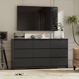Tradre 59'' Black Dresser for Bedroom, 9 Drawer Wood Dresser with Handle Free, Large Modern Chest of Drawers for Home Office, Living Room, Entryway Tradare