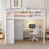Harper & Bright Designs Full Size Loft Bed with Desk & Wardrobe, Wood Full Loft Bunk Bed with Storage Shelves and Drawers, No Box Spring Needed,White Harper & Bright Designs