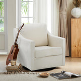 COLAMY Swivel Accent Chair, 360° Rotation Chenille Fabric Upholstered Leisure Armchair with Lumbar Pillow for Living Room Bedroom Home and Office, Beige COLAMY