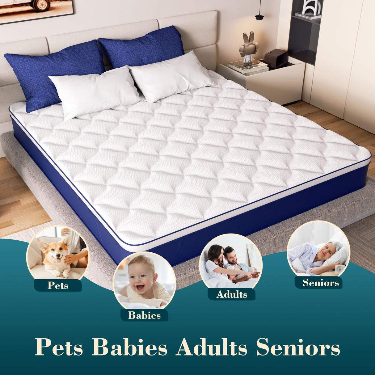 Queen Mattress - 12 inches Gel Memory Foam in a Box, Queen Size Mattress with Pocket Springs, Medium Soft, Pressure Relief & Motion Isolation, 100 Nights Trial, 60 * 80 Inch. Kesyup