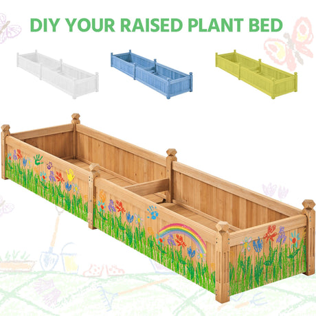 Yaheetech 90.5″ L×23.5″ W×16″ H Wooden Raised Garden Bed, Horticulture Wood Rectangular Garden Planter Outdoor, Raised Planter Box for Yard/Greenhouse/Vegetable/Flower/Herbs, Light Brown Yaheetech