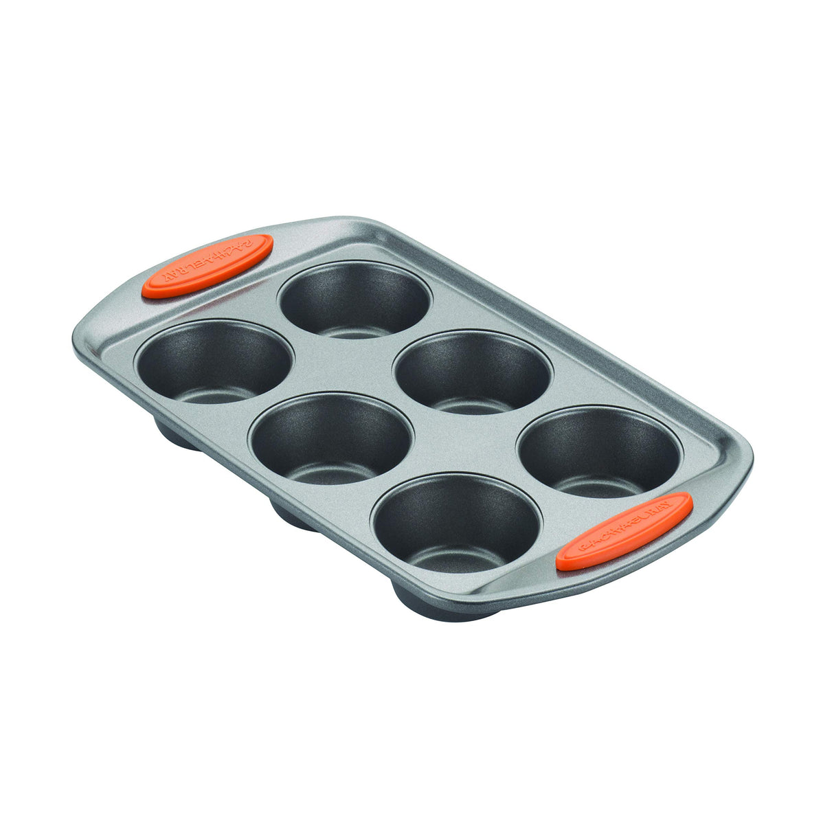 Rachael Ray Yum -o! Nonstick Bakeware 6-Cup Muffin Tin With Grips / Nonstick 6-Cup Cupcake Tin With Grips - 6 Cup, Gray Rachael Ray
