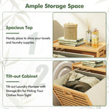 Giantex Tilt Out Laundry Hamper, Bamboo Laundry Storage Cabinet with Removable & Foldable Fabric Bin, Top Shelf, Laundry Basket Organizer for Bathroom, Laundry Room, Living Room, Bedroom, Natural Giantex