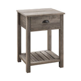 Walker Edison Farmhouse Square Side Accent Table Set-Living-Room Storage End Table with Storage Door Nightstand Bedroom, 18 Inch, Grey Wash Walker Edison