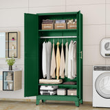 GAIOUS Metal Wardrobe Cabinet with Hanging Rod, 71" Metal Clothing Storage Cabinets with 2 Doors and Adjustable Shelves, Green Armoire Wardrobe Closet for Bedroom, Laundry Room, Cloak Room GAIOUS